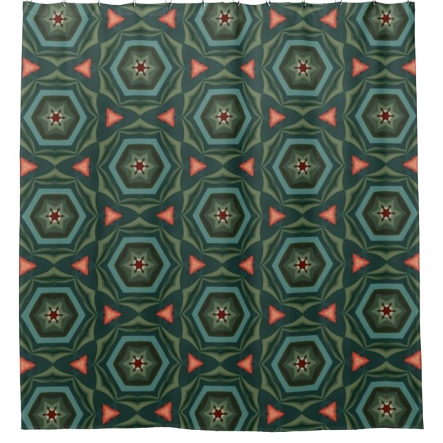Contemporary Green, Teal, Warm Terracotta  Duschvorhang (Vorderseite)
