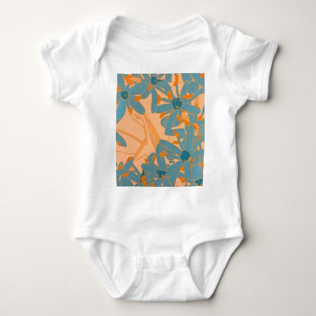 Contemporary Leaf Design in Peach Baby Strampler (Vorderseite)