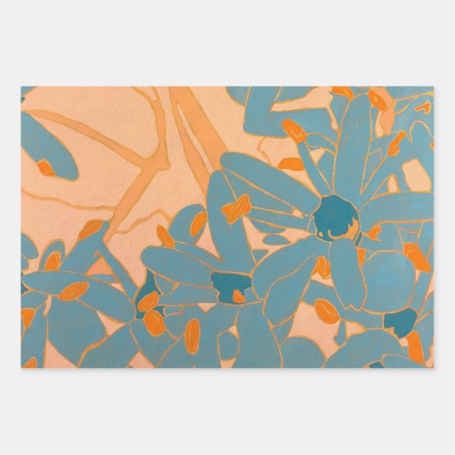 Contemporary Leaf Design in Peach  Geschenkpapier Set (Vorderseite)