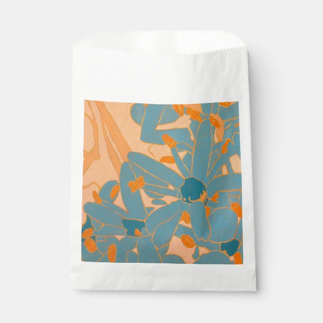 Contemporary Leaf Design in Peach  Geschenktütchen (Vorderseite)
