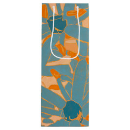 Contemporary Leaf Design in Peach Geschenktüte Für Weinflaschen