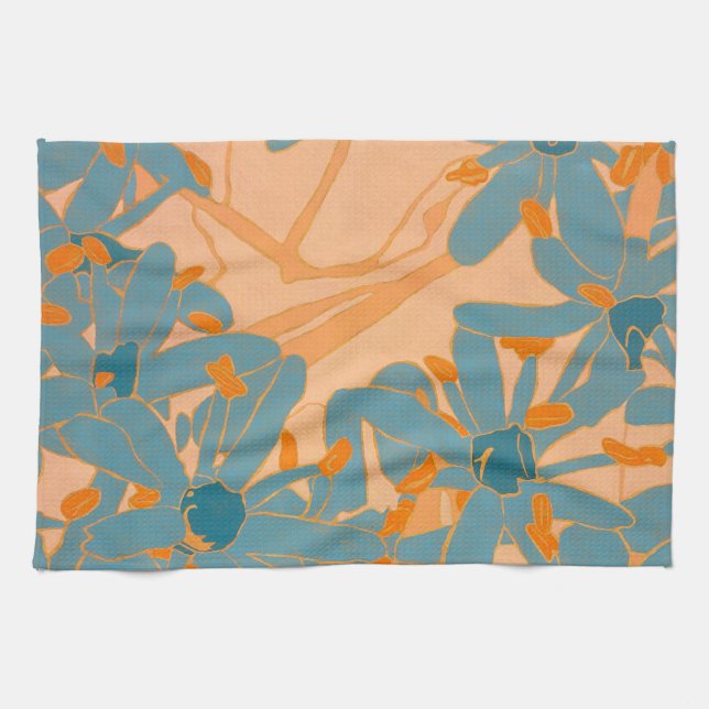 Contemporary Leaf Design in Peach  Geschirrtuch (Horizontal)