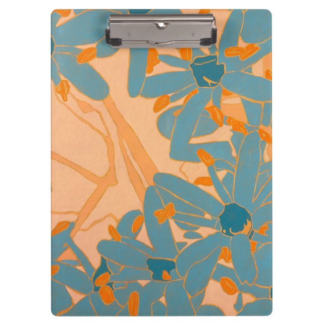 Contemporary Leaf Design in Peach Klemmbrett (Vorderseite)