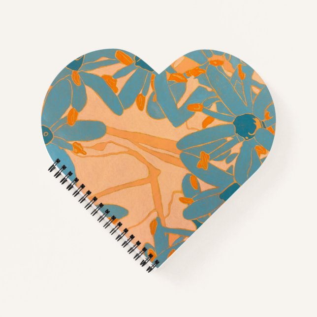 Contemporary Leaf Design in Peach Notizbuch (Vorderseite)