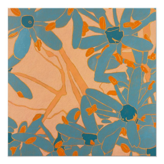Contemporary Leaf Design in Peach Poster (Vorderseite)