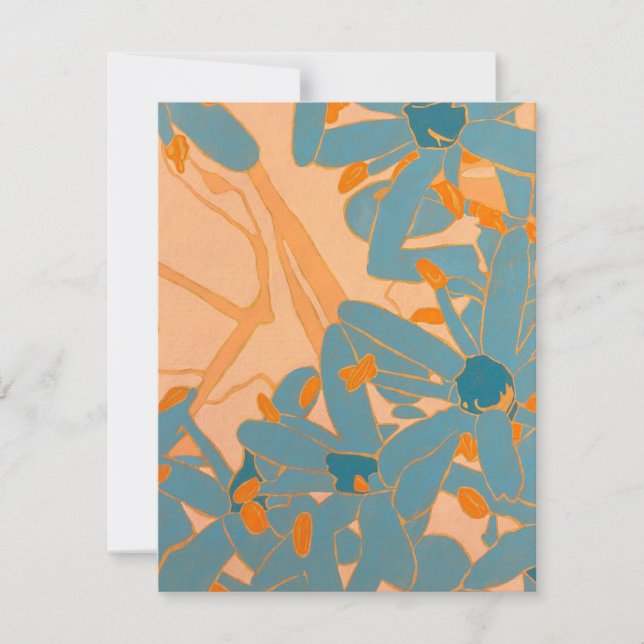 Contemporary Leaf Design in Peach  RSVP Karte (Vorderseite)