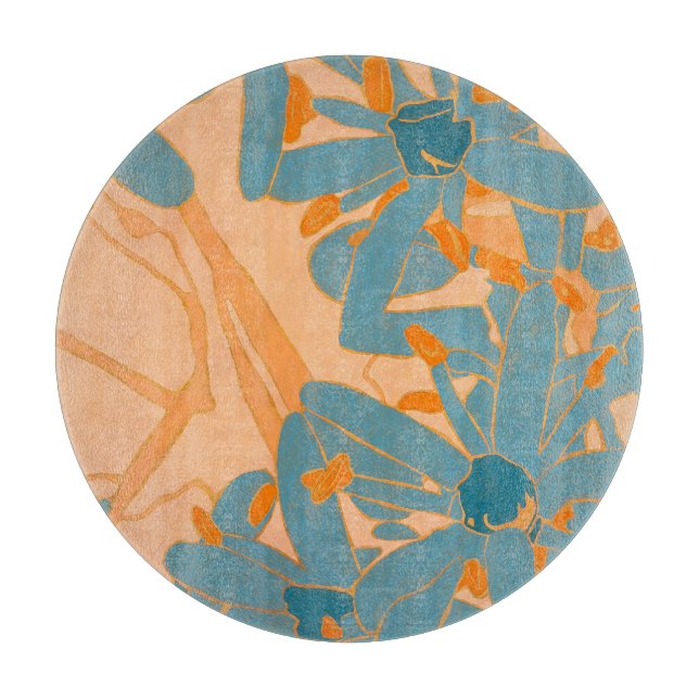Contemporary Leaf Design in Peach  Schneidebrett (Vorderseite)