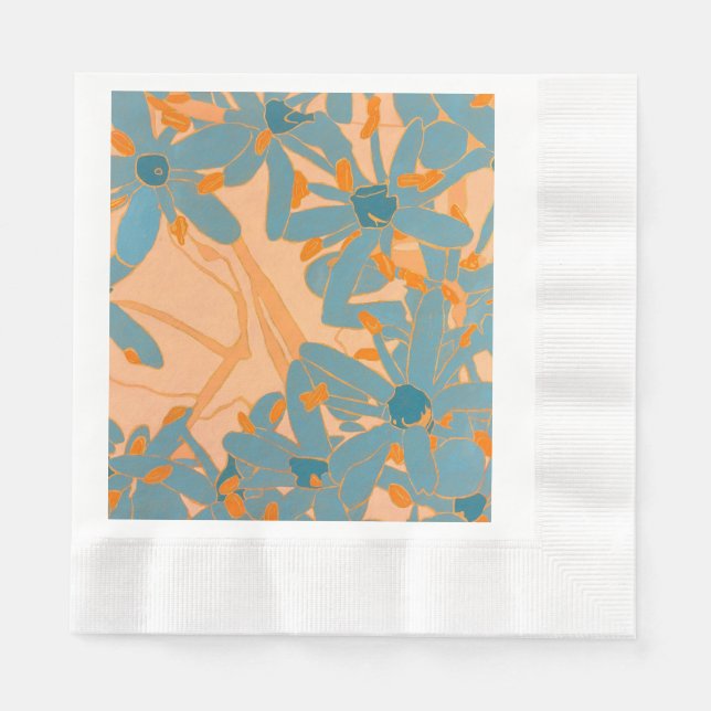 Contemporary Leaf Design in Peach  Serviette (Vorderseite)