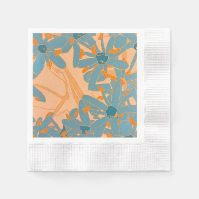 Contemporary Leaf Design in Peach  Serviette (Vorderseite)