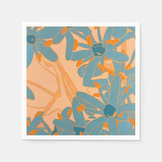 Contemporary Leaf Design in Peach  Serviette (Vorderseite)