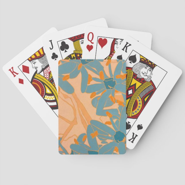 Contemporary Leaf Design in Peach Spielkarten (Rückseite)