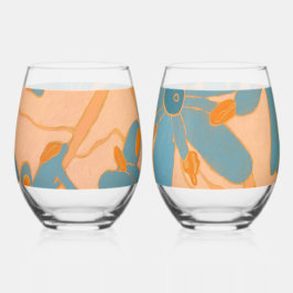 Contemporary Leaf Design in Peach Weinglas Ohne Stiel