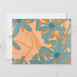 Contemporary Leaf Design Peach Dankeskarte
