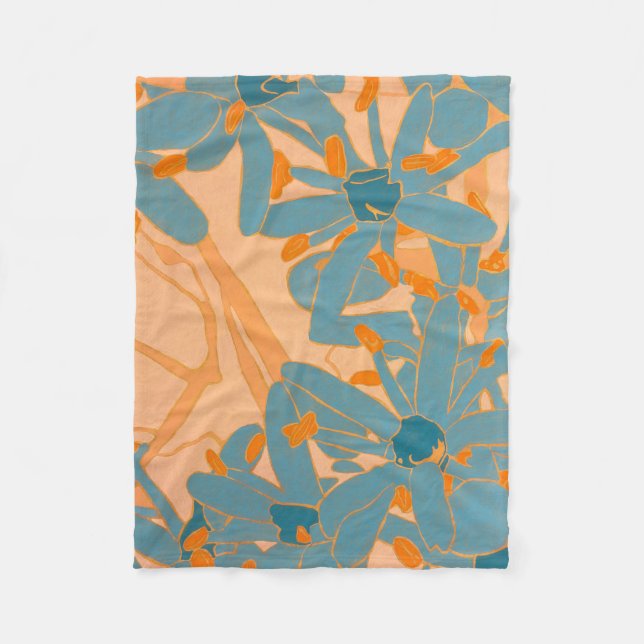 Contemporary Leaf Design Peach Fleecedecke (Vorderseite)