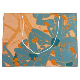 Contemporary Leaf Design Peach Große Geschenktüte