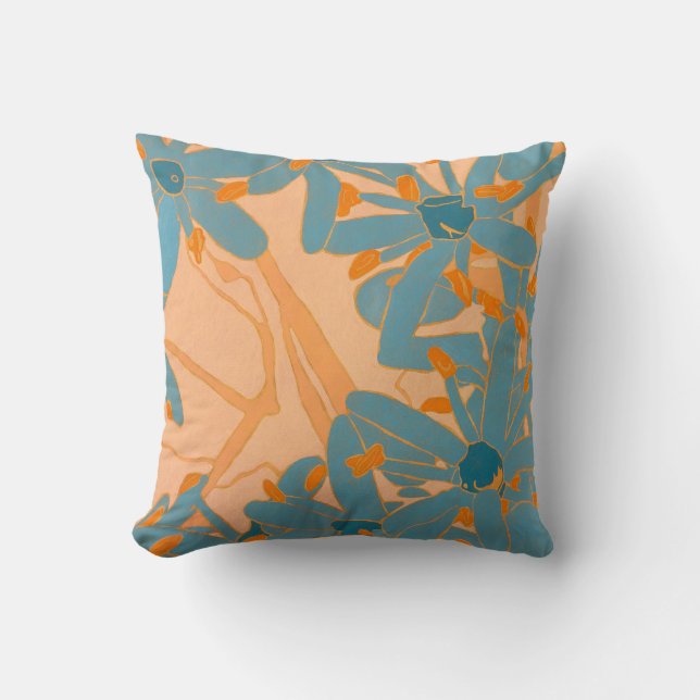 Contemporary Leaf Design Peach Kissen (Vorderseite)