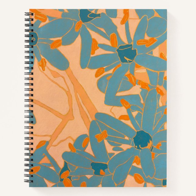 Contemporary Leaf Design Peach Notizbuch (Vorderseite)