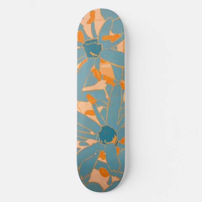 Contemporary Leaf Design Peach Skateboard (Vorderseite)