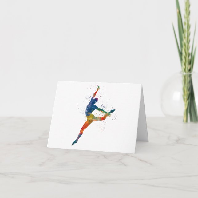 Contemporary male dance in watercolor dankeskarte (Vorderseite)