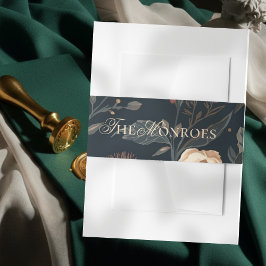 Contemporary Modern Black Floral Wedding Einladungsbanderole