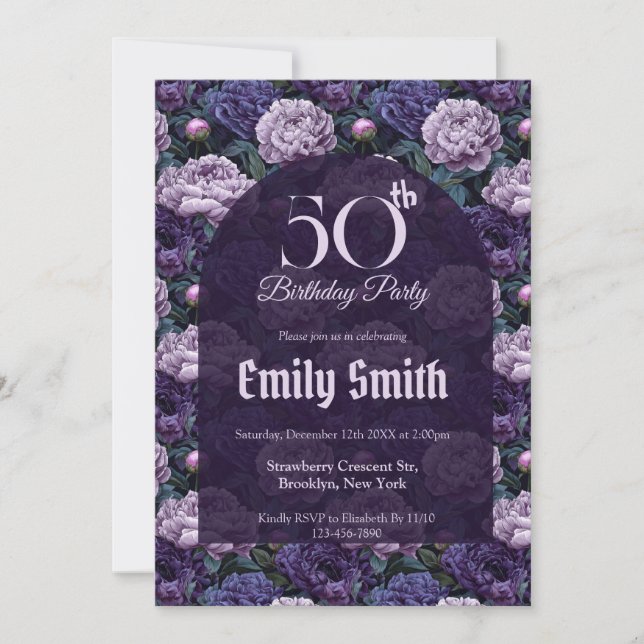 Contemporary Peonies Petal 90Th Birthday Einladung (Vorderseite)