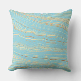 Contemporary Robins Egg Blue, Tan, Linen Pattern Kissen