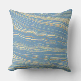 Contemporary Slate Blue, Tan, Linen Pattern Kissen