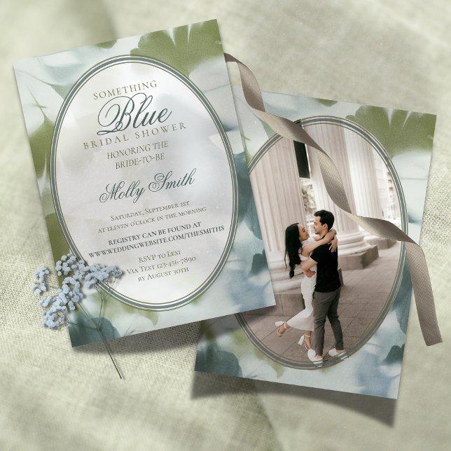 Contemporary Something Blue Bridal Shower Einladung (Contemporary Something Blue Bridal Shower Invitation)