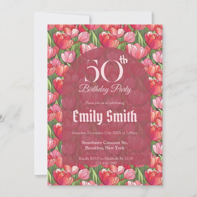 Contemporary Tulip Inspired 60Th Birthday Einladung (Vorderseite)