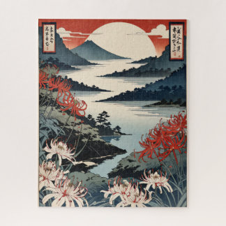 Contemporary ukiyoe, Japanese landscape in autumn