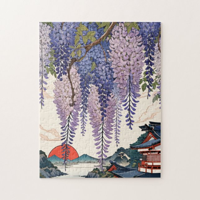 Contemporary ukiyoe, Wisteria japonica (Vertikal)