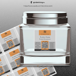 Conteneur QR Code Gris Orange Carré Étiquette de p