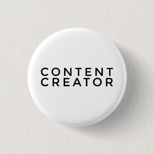 Content Creator 3 cm Button Abzeichen (Schwarz auf (Vorderseite)