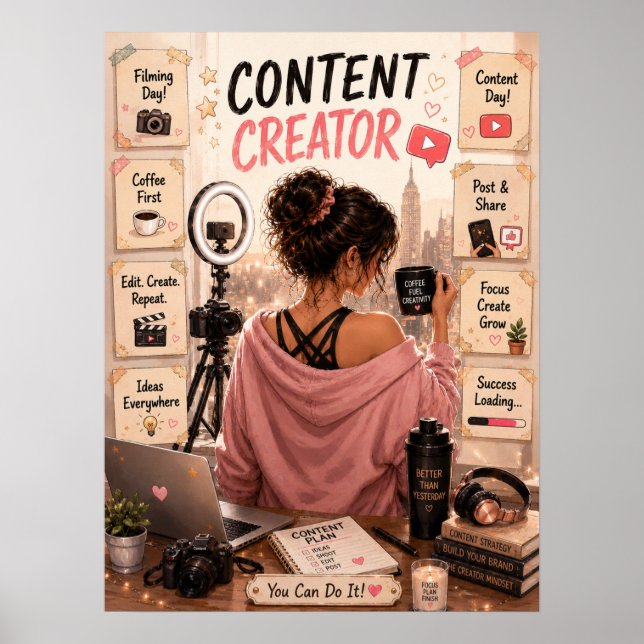 Content Creator Life Poster | Creator Raum Wandkun (Vorne)