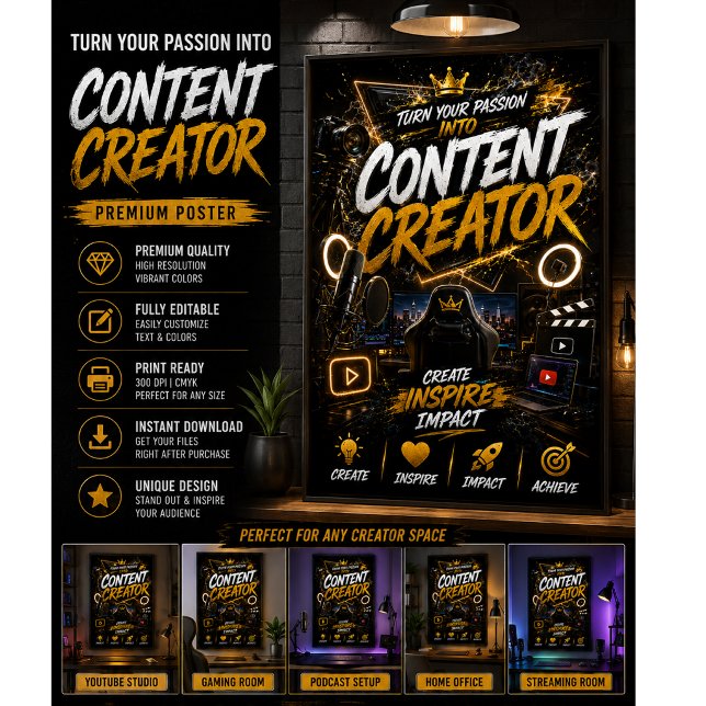 Content Creator Poster | YouTube Studio Wandkunst (Von Creator hochgeladen)
