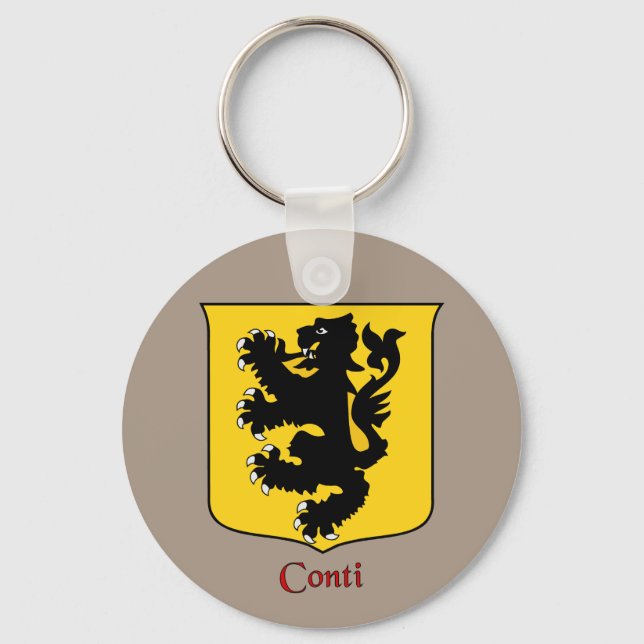 Conti Italienischer Nachname Historischer Schild Schlüsselanhänger (Vorderseite)