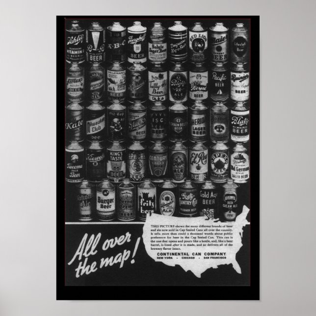 Continental kann Unternehmen Cone Top Biere kann P Poster (Vorne)