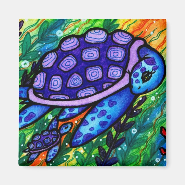 "Continuez !" Tortue de mer et aimant pour bébé (Devant)