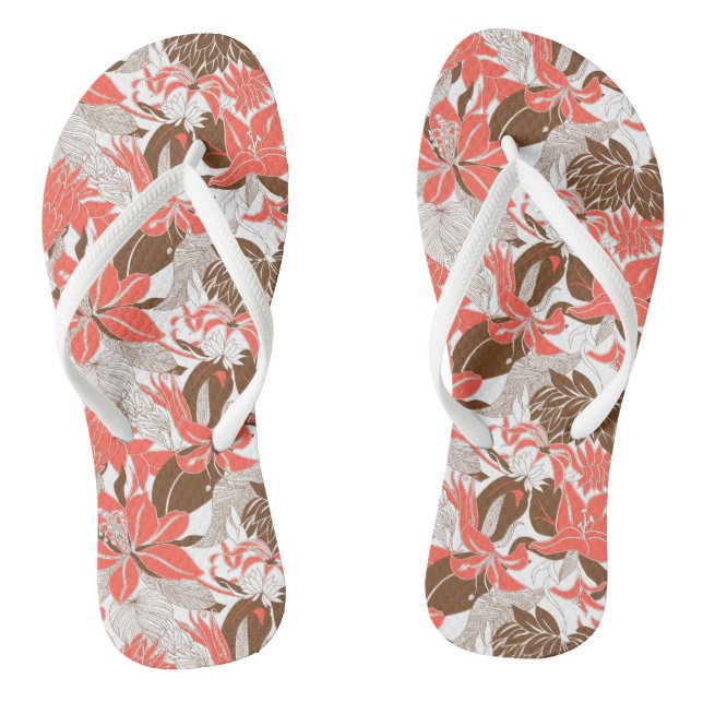 Contour Hawaii Tropical Lily and Protea Floral Flip Flops (Fußbett)