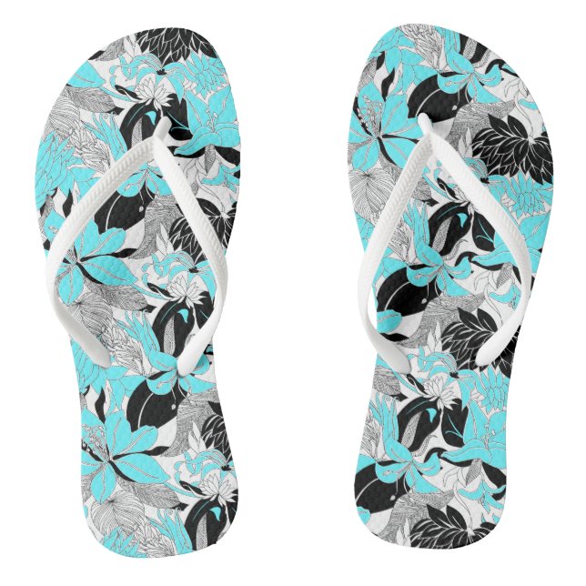 Contour Hawaii Tropical Lily and Protea Floral Flip Flops (Fußbett)