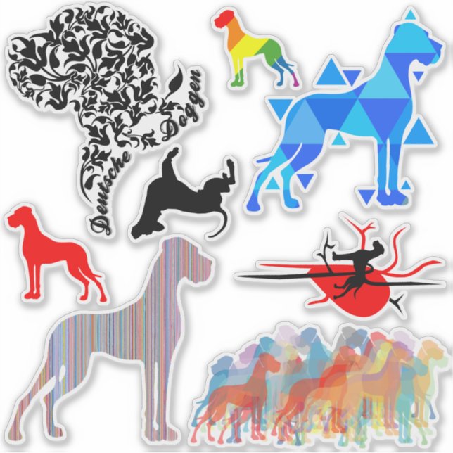 Contour Sticker Great Dane Tattoo Style (Vorderseite)