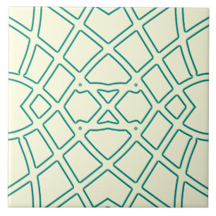Contour vert vibrant motif classique carreaux de c