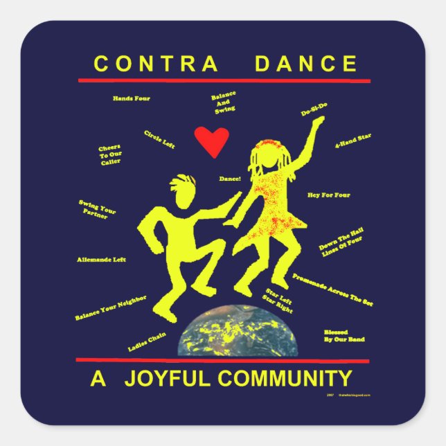 Contra Dance Geschenke Quadratischer Aufkleber (Vorderseite)