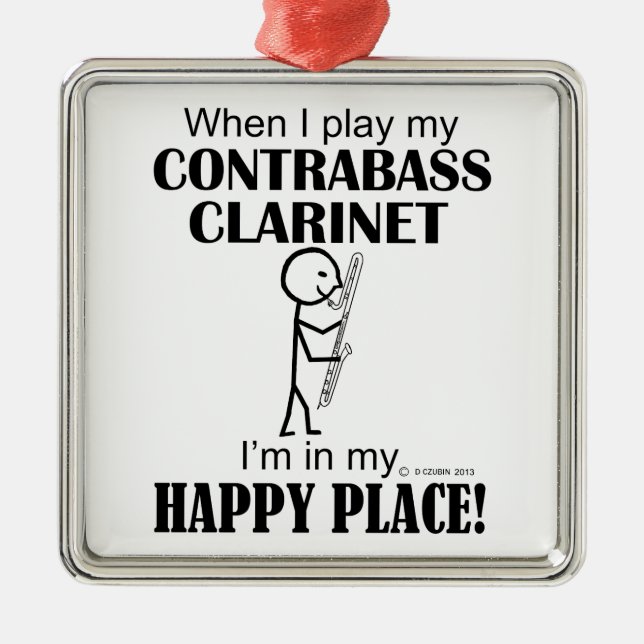 Contrabass Klarinette Happy Place Silbernes Ornament (Vorne)