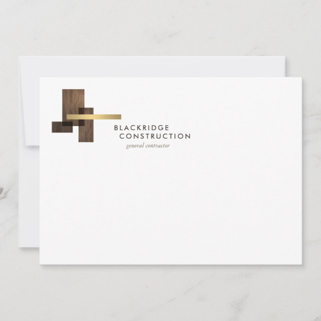 Contractor Construction Business Logo Notecard Mitteilungskarte (Vorderseite)