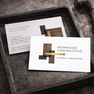 Contractor Wood Gold-Logo Visitenkarte