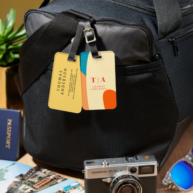 Contrast Abstract Geometric Background Gepäckanhänger (Vorderseite & Rückseite)