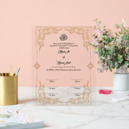 Contrat Mariage musulman acrylique
