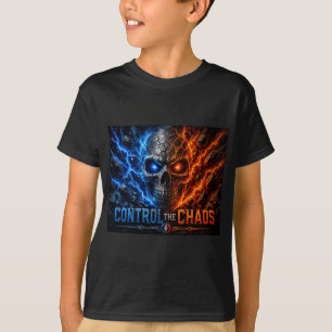 Control the Chaos Skull – Fire & Ice Split Face    T-Shirt
