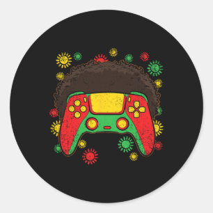 Controller Afro Black History Monat Gaming Gamer 1 Runder Aufkleber